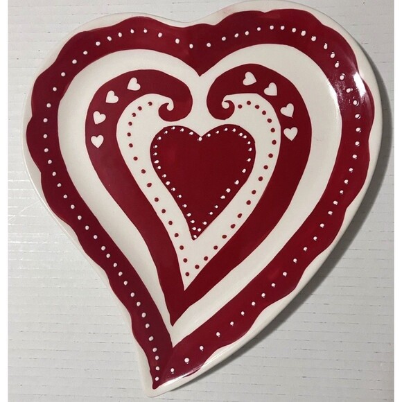 Vintage Mesa Home Heart Shaped hand crafted Large Plate, love Dish 9 1/2 x 9 1/2 - Picture 1 of 16